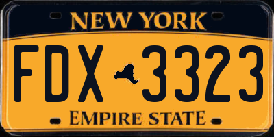 NY license plate FDX3323