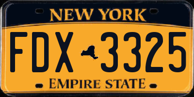 NY license plate FDX3325