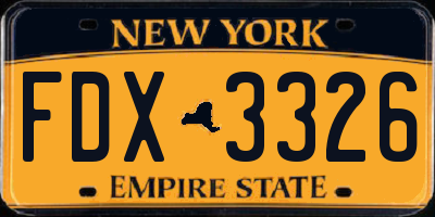 NY license plate FDX3326