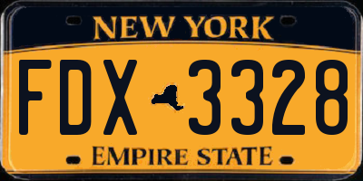 NY license plate FDX3328