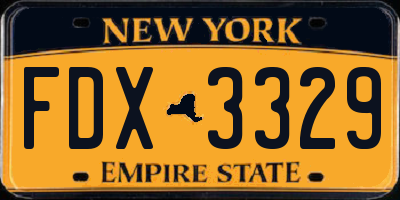 NY license plate FDX3329