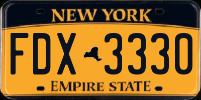 NY license plate FDX3330