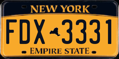 NY license plate FDX3331