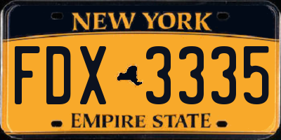 NY license plate FDX3335