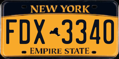 NY license plate FDX3340