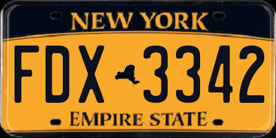 NY license plate FDX3342