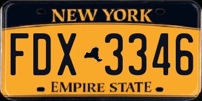 NY license plate FDX3346