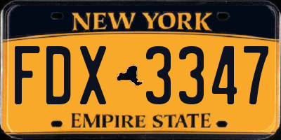 NY license plate FDX3347