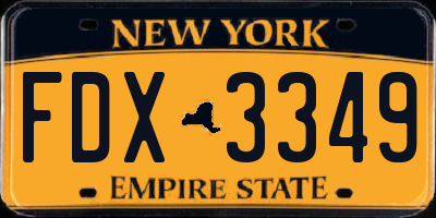 NY license plate FDX3349