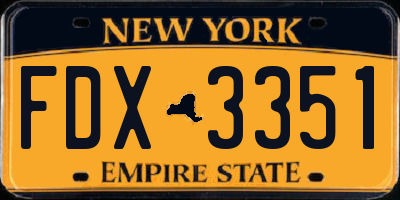 NY license plate FDX3351