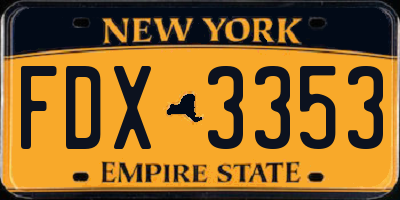 NY license plate FDX3353