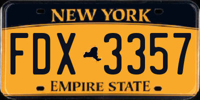 NY license plate FDX3357