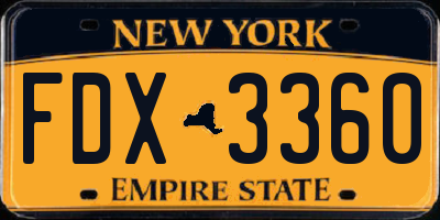 NY license plate FDX3360