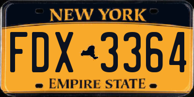 NY license plate FDX3364