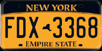 NY license plate FDX3368