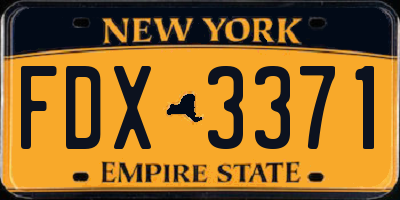 NY license plate FDX3371