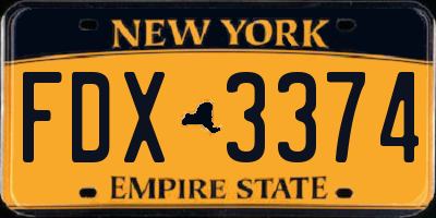 NY license plate FDX3374