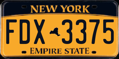 NY license plate FDX3375