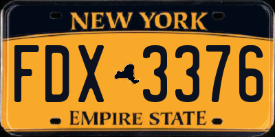 NY license plate FDX3376