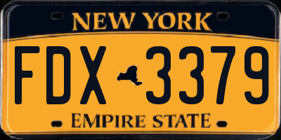 NY license plate FDX3379