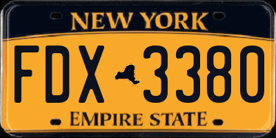 NY license plate FDX3380
