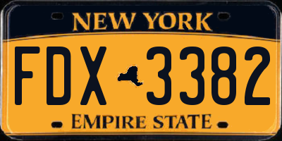 NY license plate FDX3382