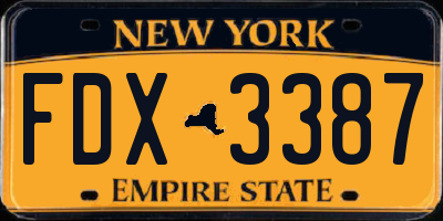 NY license plate FDX3387