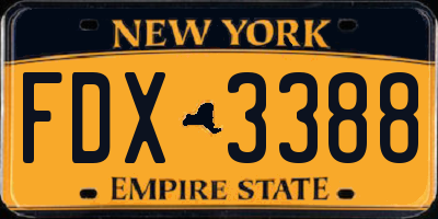 NY license plate FDX3388