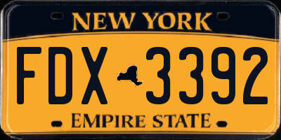NY license plate FDX3392