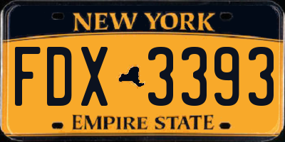 NY license plate FDX3393