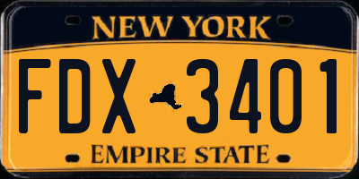 NY license plate FDX3401