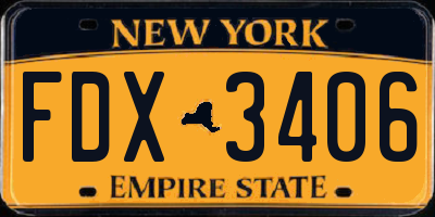 NY license plate FDX3406