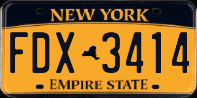 NY license plate FDX3414