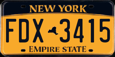 NY license plate FDX3415
