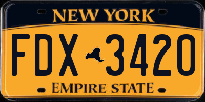 NY license plate FDX3420