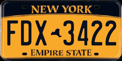 NY license plate FDX3422