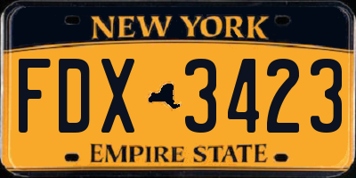 NY license plate FDX3423