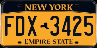 NY license plate FDX3425