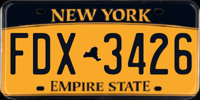 NY license plate FDX3426