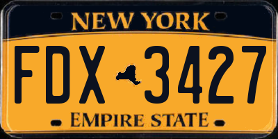 NY license plate FDX3427