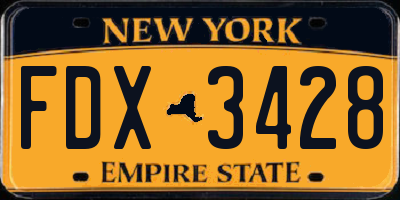 NY license plate FDX3428