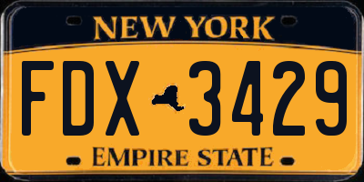 NY license plate FDX3429