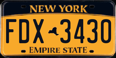 NY license plate FDX3430