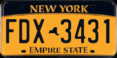 NY license plate FDX3431