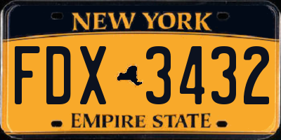 NY license plate FDX3432