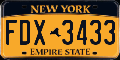 NY license plate FDX3433