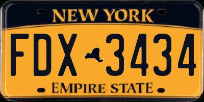 NY license plate FDX3434