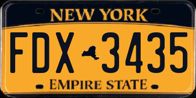 NY license plate FDX3435