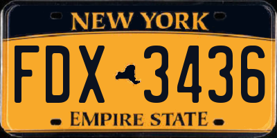 NY license plate FDX3436