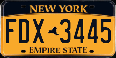 NY license plate FDX3445